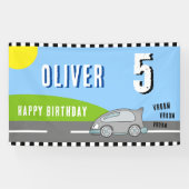 Vroom Vroom Racing Car Road Boy Birthday Party Banner (Horizontal)