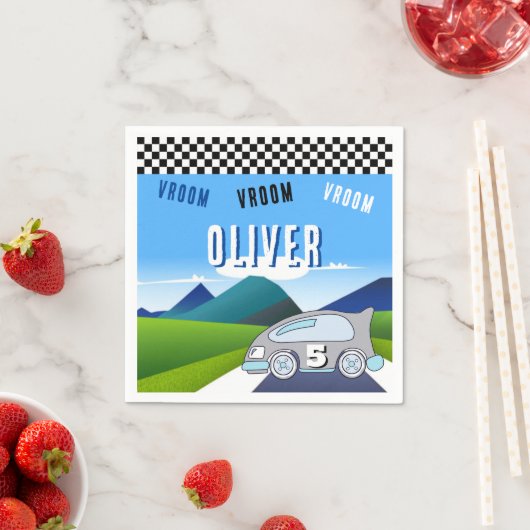 Vroom Vroom Racing Car Road Boy Birthday Serviette (Beispiel)