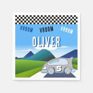 Vroom Vroom Racing Car Road Boy Birthday Serviette