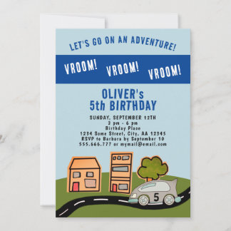Vroom Vroom Racing Car Road House Boy Geburtstag Einladung