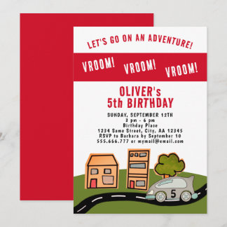 Vroom Vroom Racing Car Road House Boy Geburtstag Einladung