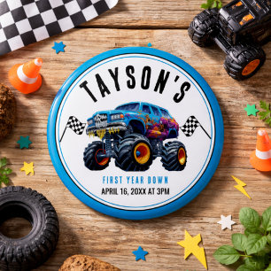Vroom Zoom Monster Truck Boom   1. Geburtstag Part Button
