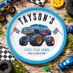 Vroom Zoom Monster Truck Boom   1. Geburtstagsfeie Pappteller