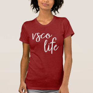 VSCO Life, Simple, Lässig, White on Burgund T-Shirt