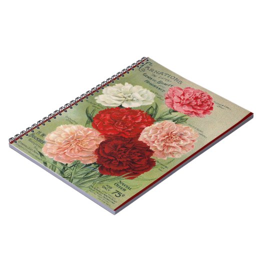 VTG Botanical Carnation Spiral Notebook Notizblock (Linke Seite)