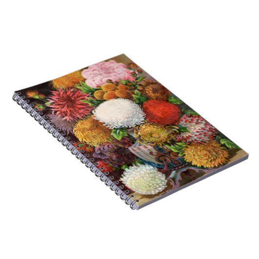 VTG Botanical Chrysanthemums-Notebook Notizblock (Rechte Seite)