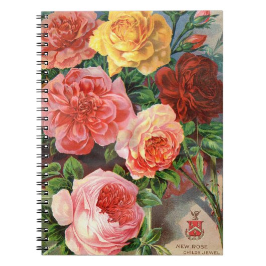 VTG Botanische Rose Notebook Notizblock (Vorderseite)