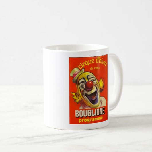Vtg Clown-Zirkus-Plakat-Kaffee-Tasse Cirque Kaffeetasse (VorderseiteRechts)