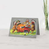 Vtg Indian Erntedank Kinderkarte Dankeskarte (Vorderseite)