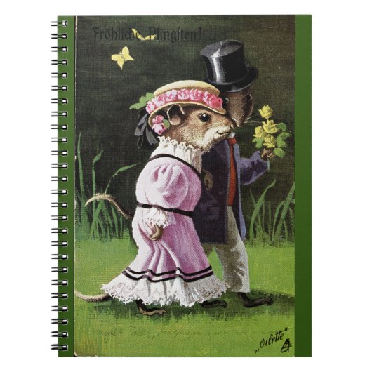 VTG Romantic Mouse Couple Spiral Notebook Notizblock (Vorderseite)