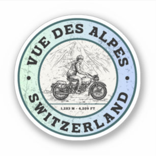 Vue des Alpes Schweizer Alpen Motorradtour Aufkleber