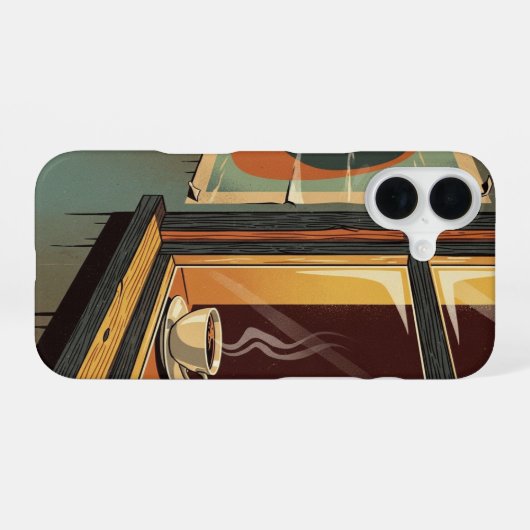 Vue sur la Fenêtre du Café iPhone 16 Hülle (Rückseite (Horizontal))