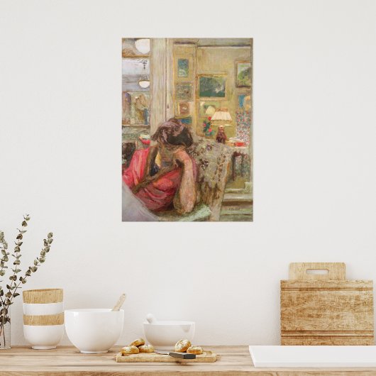 Vuillard, Reading a Newspapier, Abend, Art Poster (Küche)