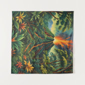 Vulkan Acrylic auf der baumbewachsenen Insel Wandteppich (Vorderseite (Horizontal))