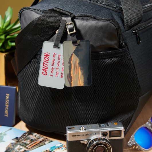 Vulkan bei Sonnenuntergang Alaska Vorsicht Gepäckanhänger (Vorderseite & Rückseite)