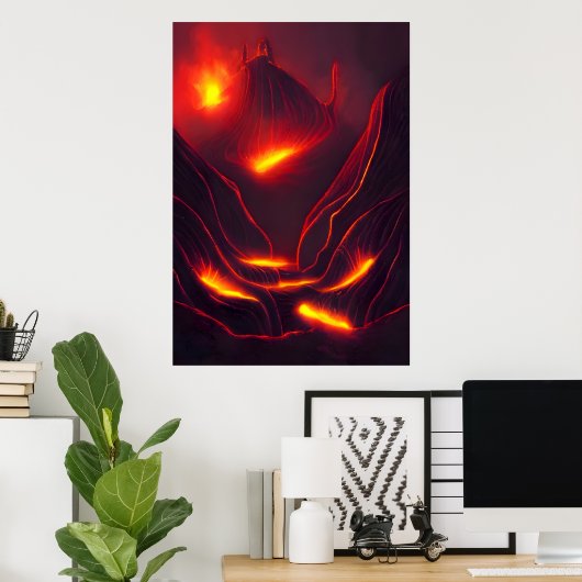 Vulkan, Berg und Lava | AI Art Poster (Heimbüro)