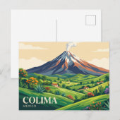 Vulkan Colima Mexiko Postkarte (Vorne/Hinten)