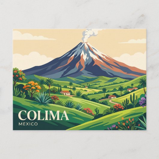 Vulkan Colima Mexiko Postkarte (Vorderseite)