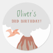 Vulkan-Dinosaurier-Junge-Geburtstag Runder Aufkleber (Vorderseite)