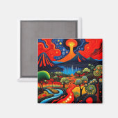Vulkan in der Nacht 8 Magnet (Vorderseite/Rückseite)