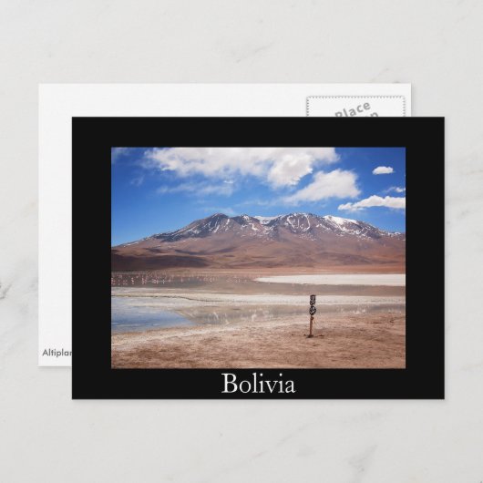 Vulkan in einer Altiplano Landschaft schwarze Post Postkarte (Vorne/Hinten)