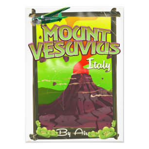 Vulkan Monte Vesuvius Italienischer Cartoon Fotodruck