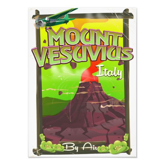 Vulkan Monte Vesuvius Italienischer Cartoon Fotodruck (Vorne)