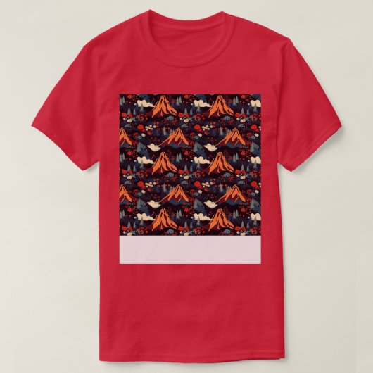Vulkan Seamless Pattern Gebirgsfeuer Lava Magma T-Shirt (Design vorne)