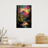 Vulkanausbruch, Blick auf den Fluss Poster (Küche)