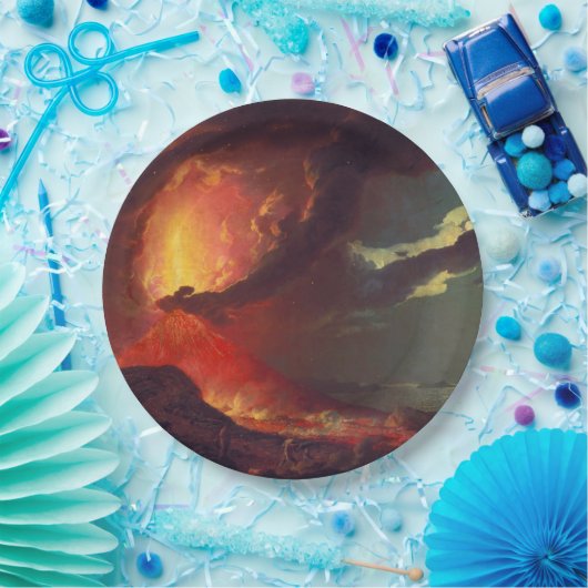 Vulkanausbruch des Vesuv (lebender Vulkan) Pappteller (Party)