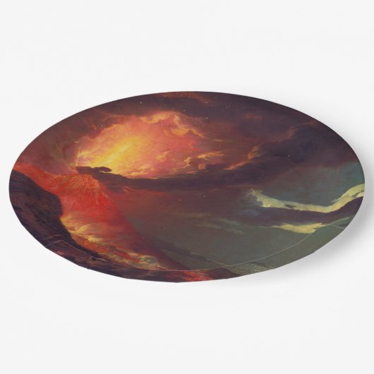 Vulkanausbruch des Vesuv (lebender Vulkan) Pappteller (Schrägansicht)