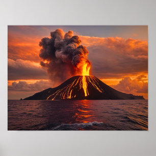Vulkanausbruch im Ozean Poster