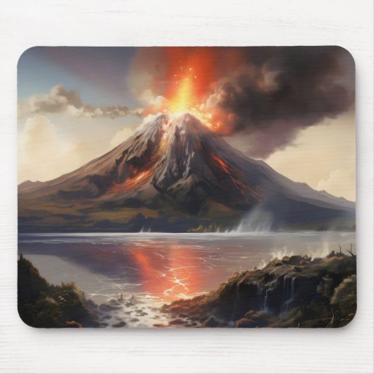 Vulkanausbruch über Wasser Mousepad (Vorne)