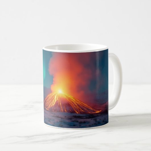 Vulkanausbruch unter der Aurora Borealis Kaffeetasse (VorderseiteRechts)