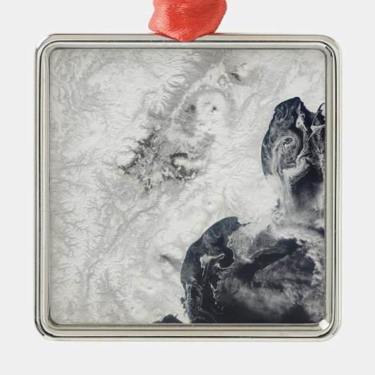 Vulkane auf der zentralen Halbinsel Kamtschatka Silbernes Ornament (Vorne)