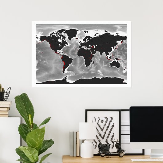 Vulkane der Welt - Miller Projection Poster (Heimbüro)