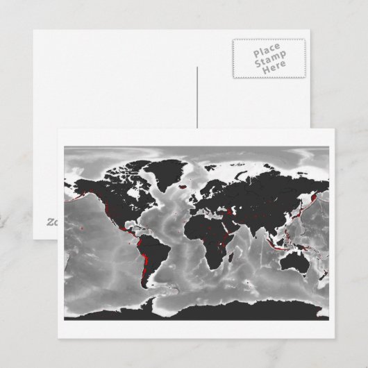 Vulkane der Welt - Miller Projection Postkarte (Vorne/Hinten)