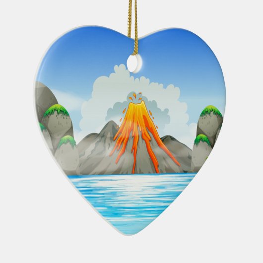 Vulkaneruption in dem See Keramik Ornament (Rechts)