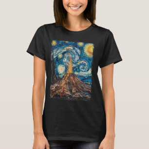 Vulkangeologie Magma Lava Starry Night Painting T-Shirt