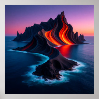 Vulkanische Insel in der Dämmerung 🌋 Poster