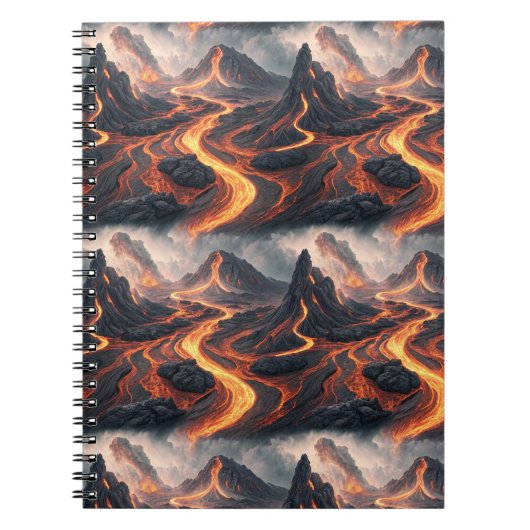 Vulkanischer Lavafluss Dunkles Landschaftsmuster K Notizblock (Vorderseite)