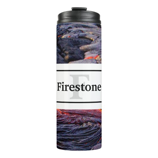 Vulkanischer Lavafluss mit Ihrem Namen und Monogra Thermosbecher (Vorderseite)