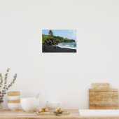 Vulkanischer schwarzer Sandstrand auf dem Hawaii-P Poster (Küche)