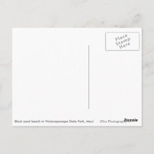 Vulkanischer schwarzer Sandstrand auf der Ansichts Postkarte (Rückseite)