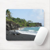 Vulkanischer schwarzer Sandstrand auf Hawaii Mousepad (Mit Mouse)