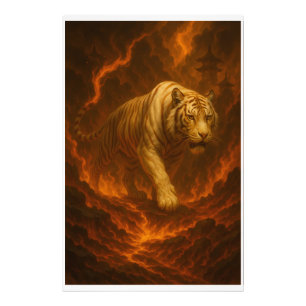 Vulkanischer Weißer Tiger Premium-Wandkunst – Fein Fotodruck