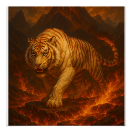 Vulkanischer Weißer Tiger Premium-Wandkunst – Fein Poster (Vorderseite)