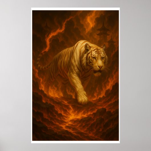 Vulkanischer Weißer Tiger Premium-Wandkunst – Fein Poster (Vorne)