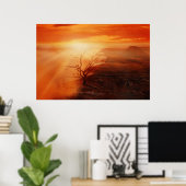 Vulkanlandschaft bei Sonnenuntergang Poster (Heimbüro)