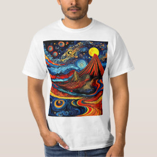 Vulkanlandschaft in der Nacht T-Shirt